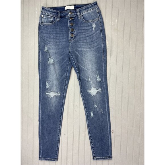 Nature Denim Size 28 Womens Jeans High Rise Skinny Button Fly Distress S… - Picture 1 of 4